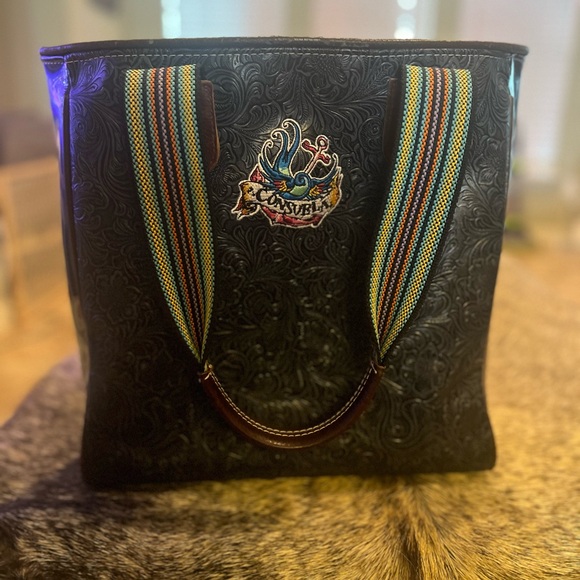 Consuela Black Tote with Floral Embroidery - Picture 2 of 11